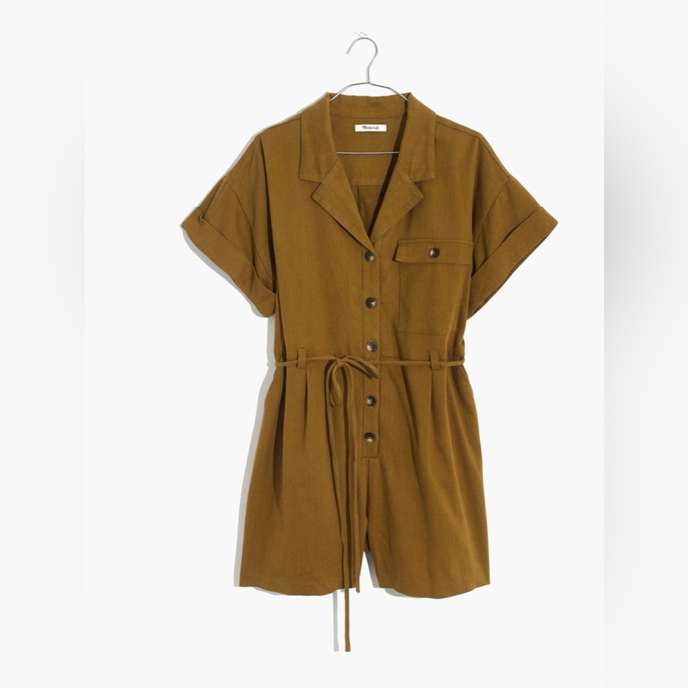 Madewell Brown Short-Sleeve Jumpsuit